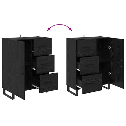 Credenza con cassetto Rovere Nero 69,5 x 34 x 90 cm