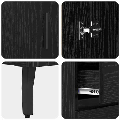 Credenza con cassetto Rovere Nero 69,5 x 34 x 90 cm