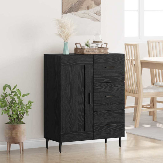 Credenza con cassetto Rovere Nero 69,5 x 34 x 90 cm