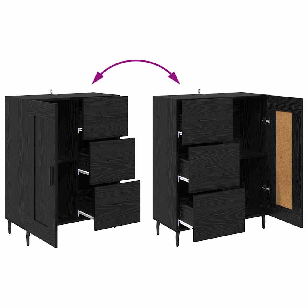 Credenza con cassetto Rovere Nero 69,5 x 34 x 90 cm