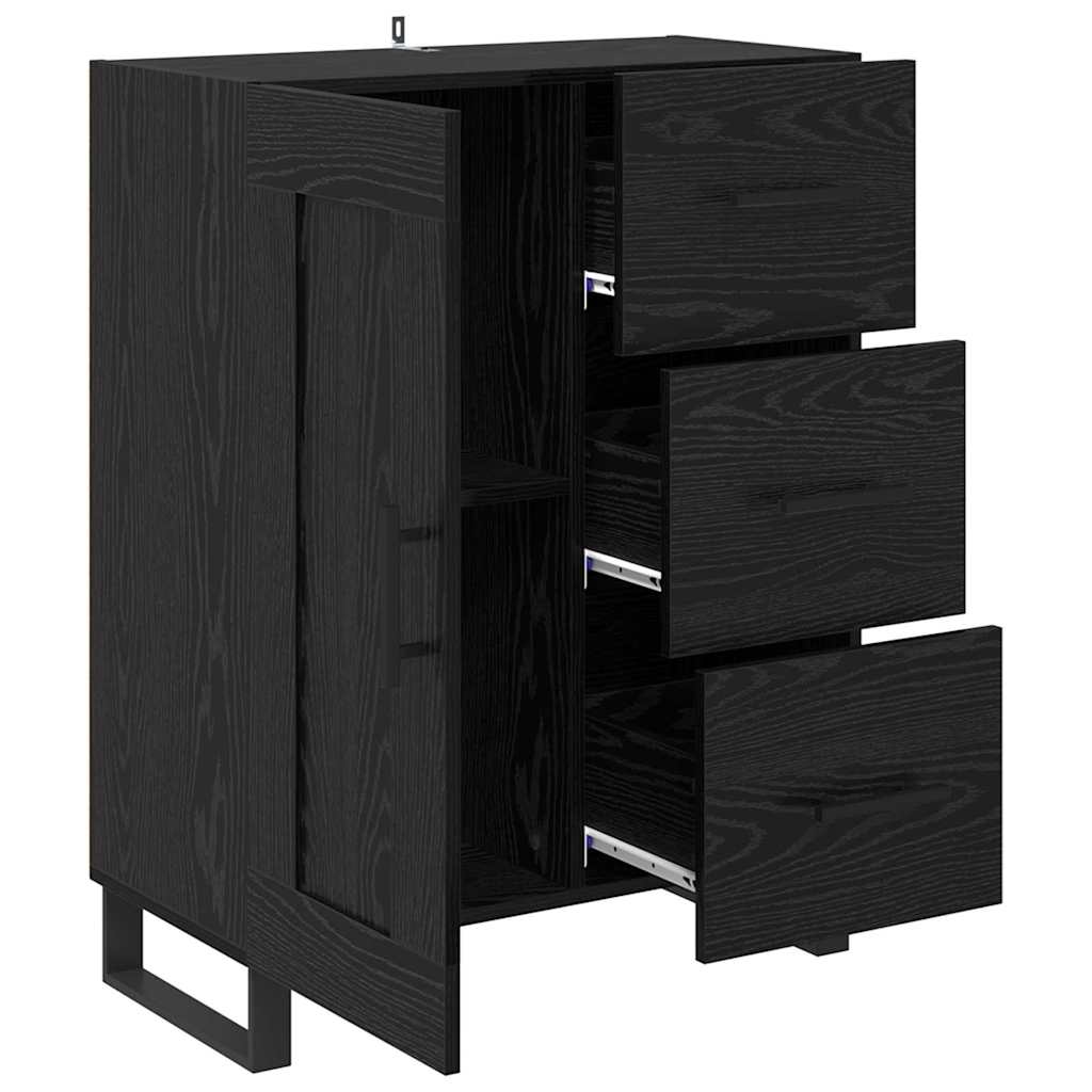 Credenza con cassetto Rovere Nero 69,5 x 34 x 90 cm
