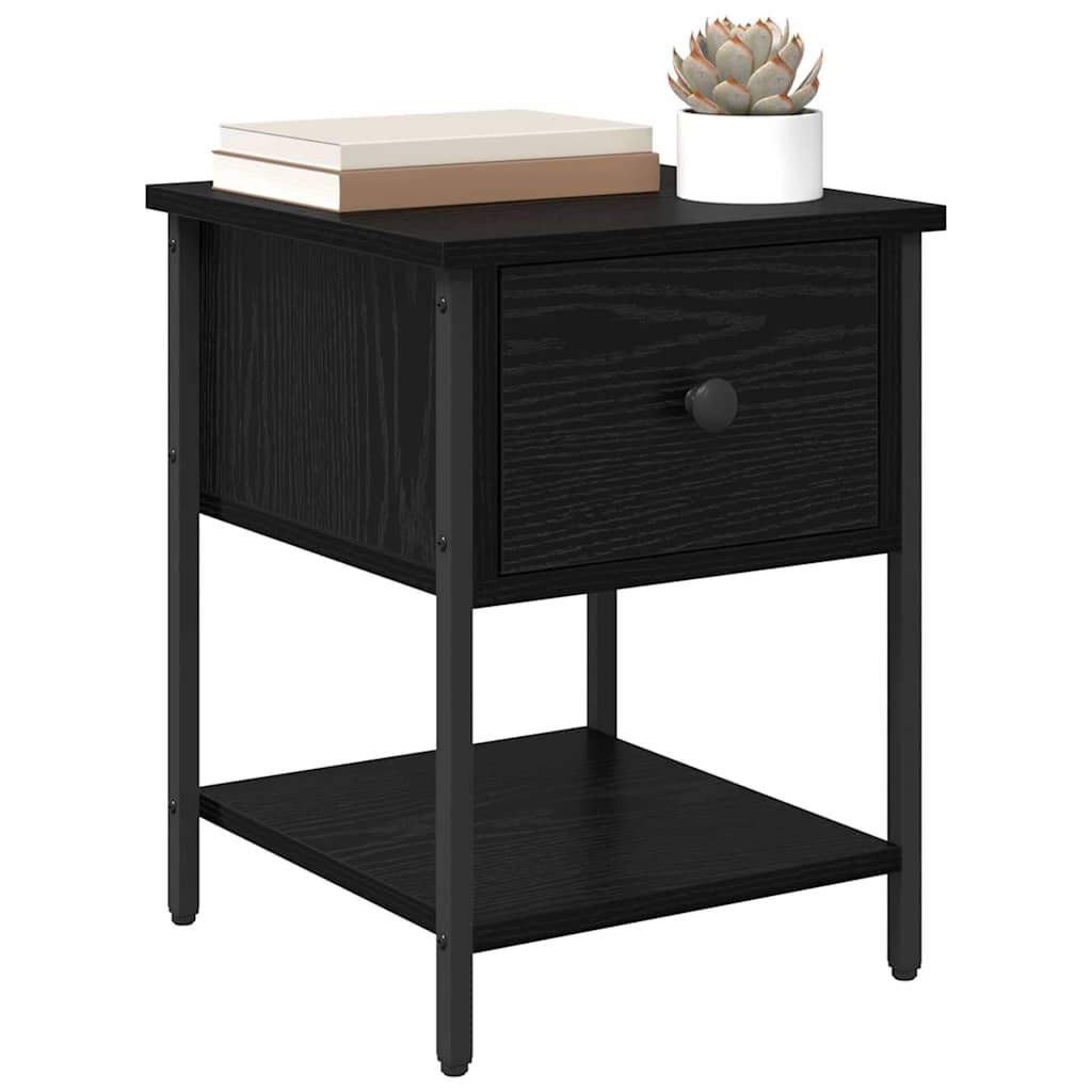 Comodino Rovere Nero 34 x 35,5 x 45 cm Legno multistrato | homemem39