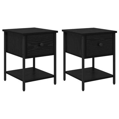 Comodino 2 pcs Rovere Nero 34 x 35,5 x 45 cm Legno multistrato