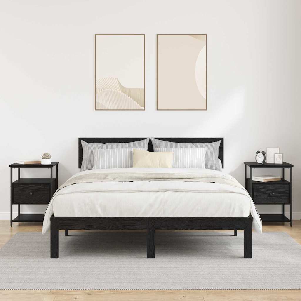 Armadio da Notte con cassetto 2 pcs Rovere nero 40 x 42 x 56 cm