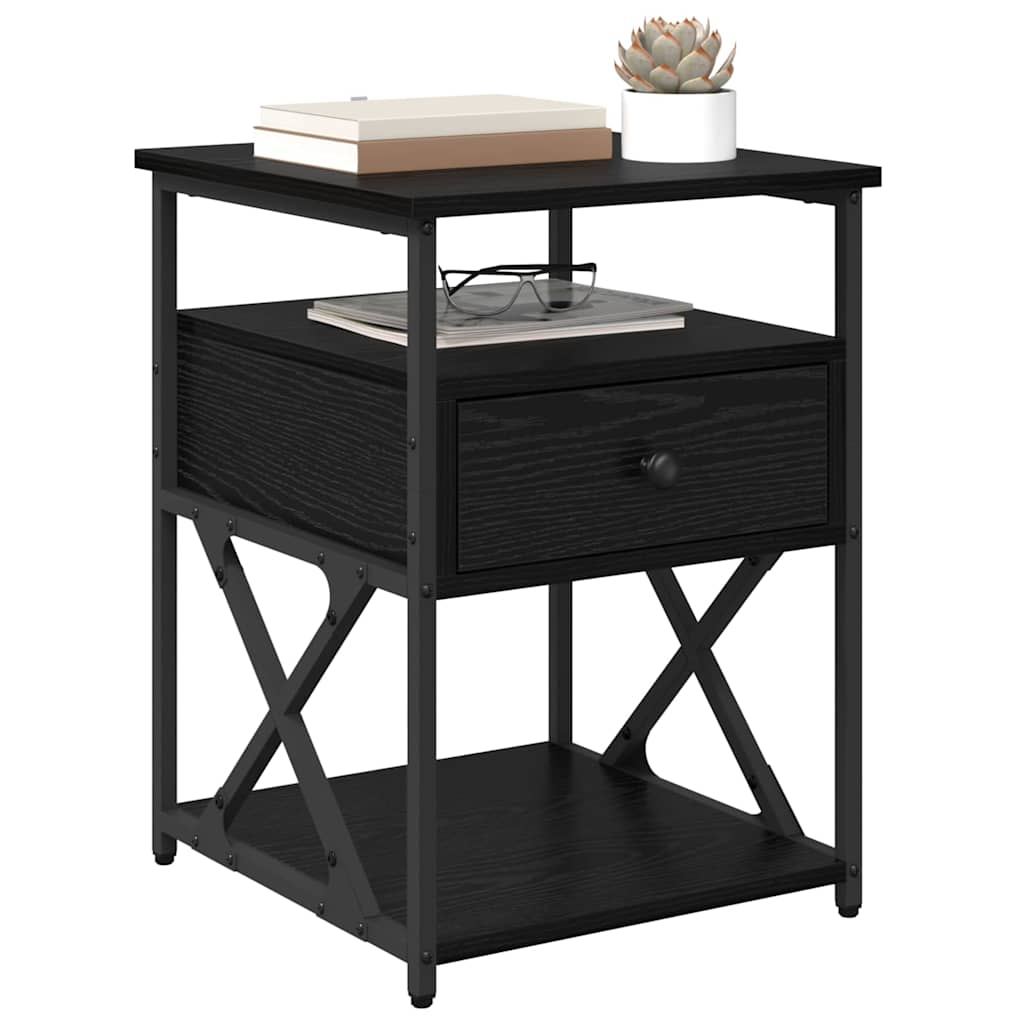 Armadio da Notte con cassetto 2 pcs Rovere nero 40 x 42 x 55 cm