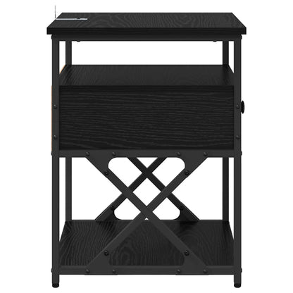 Armadio da Notte con cassetto 2 pcs Rovere nero 40 x 42 x 55 cm