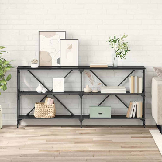 Tavolo consolle con lo scaffale Rovere Nero 160 x 30 x 75 cm