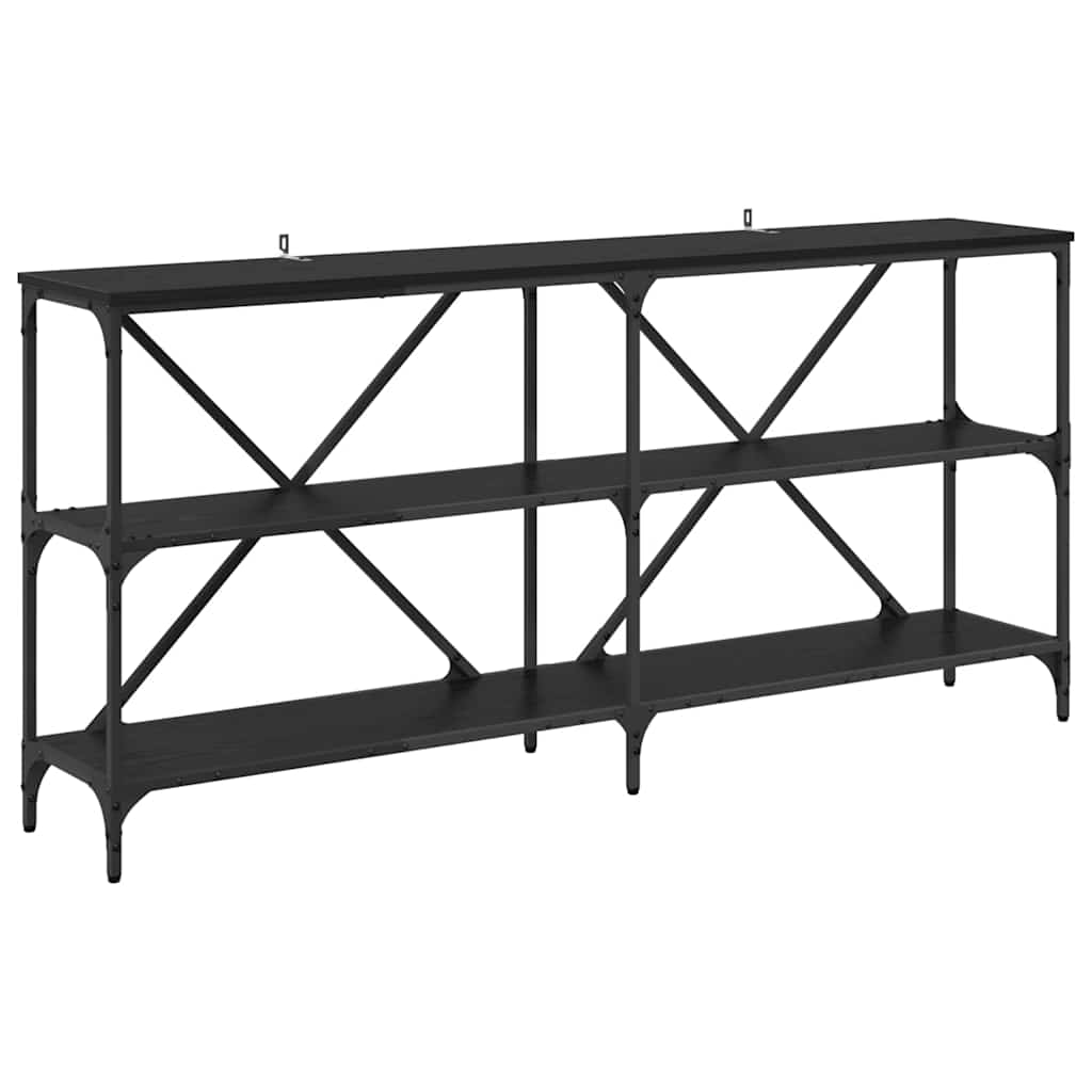 Tavolo consolle con lo scaffale Rovere Nero 160 x 30 x 75 cm