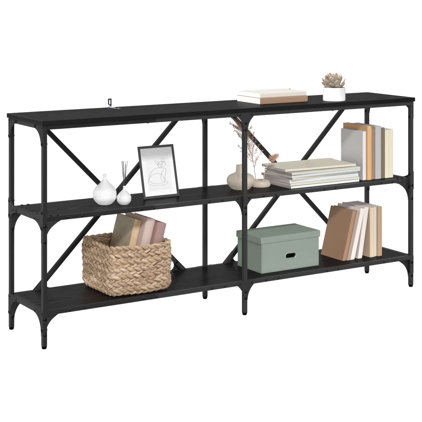 Tavolo consolle Rovere Nero 160 x 30 x 75 cm Legno multistrato | homemem39