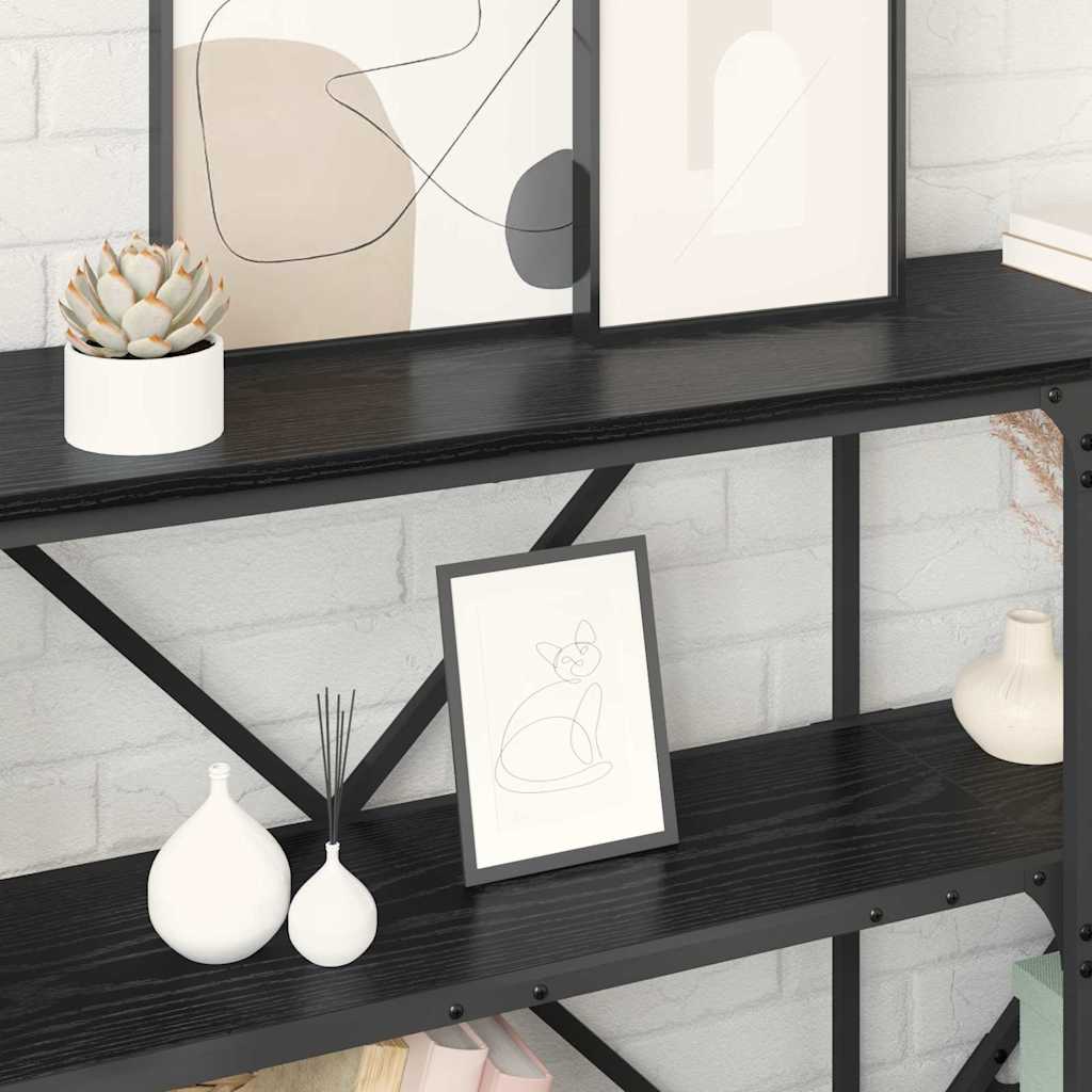 Tavolo consolle con lo scaffale Rovere Nero 180 x 30 x 75 cm