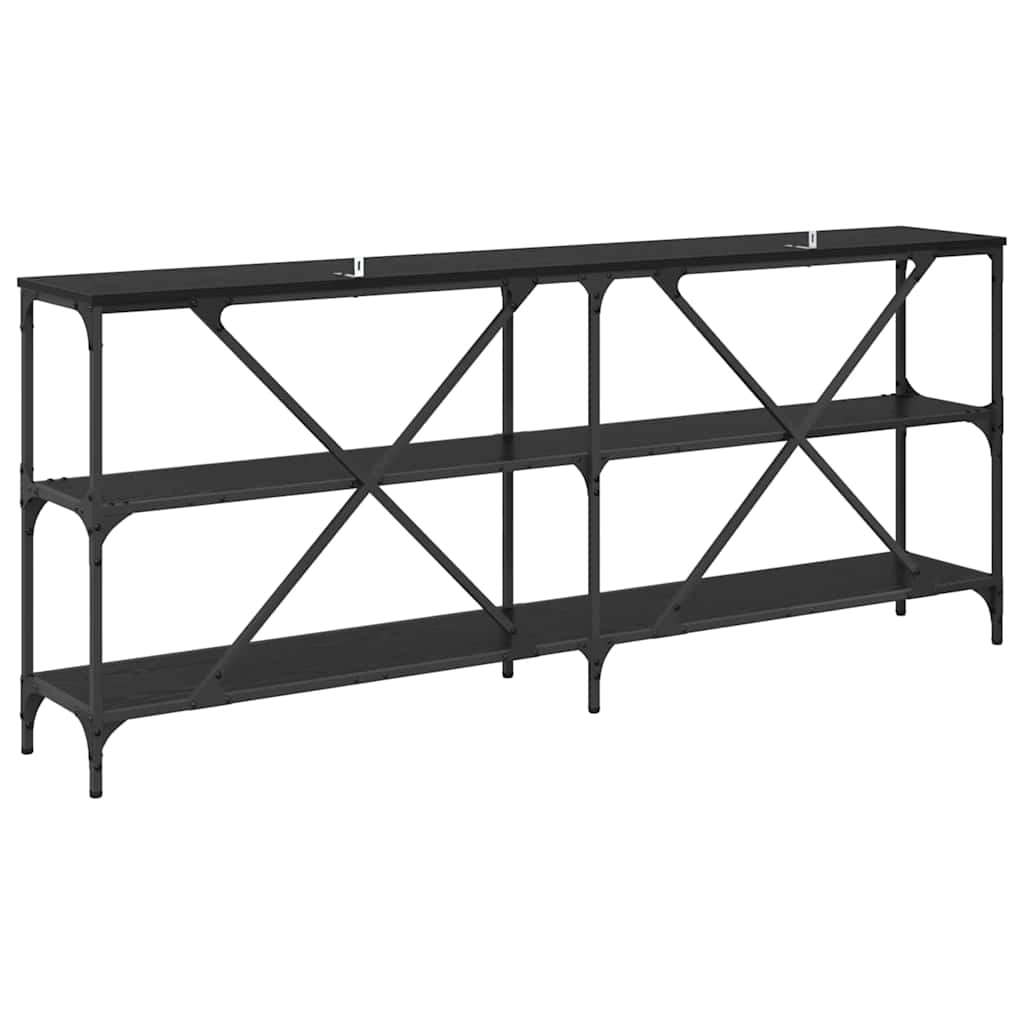 Tavolo consolle con lo scaffale Rovere Nero 180 x 30 x 75 cm