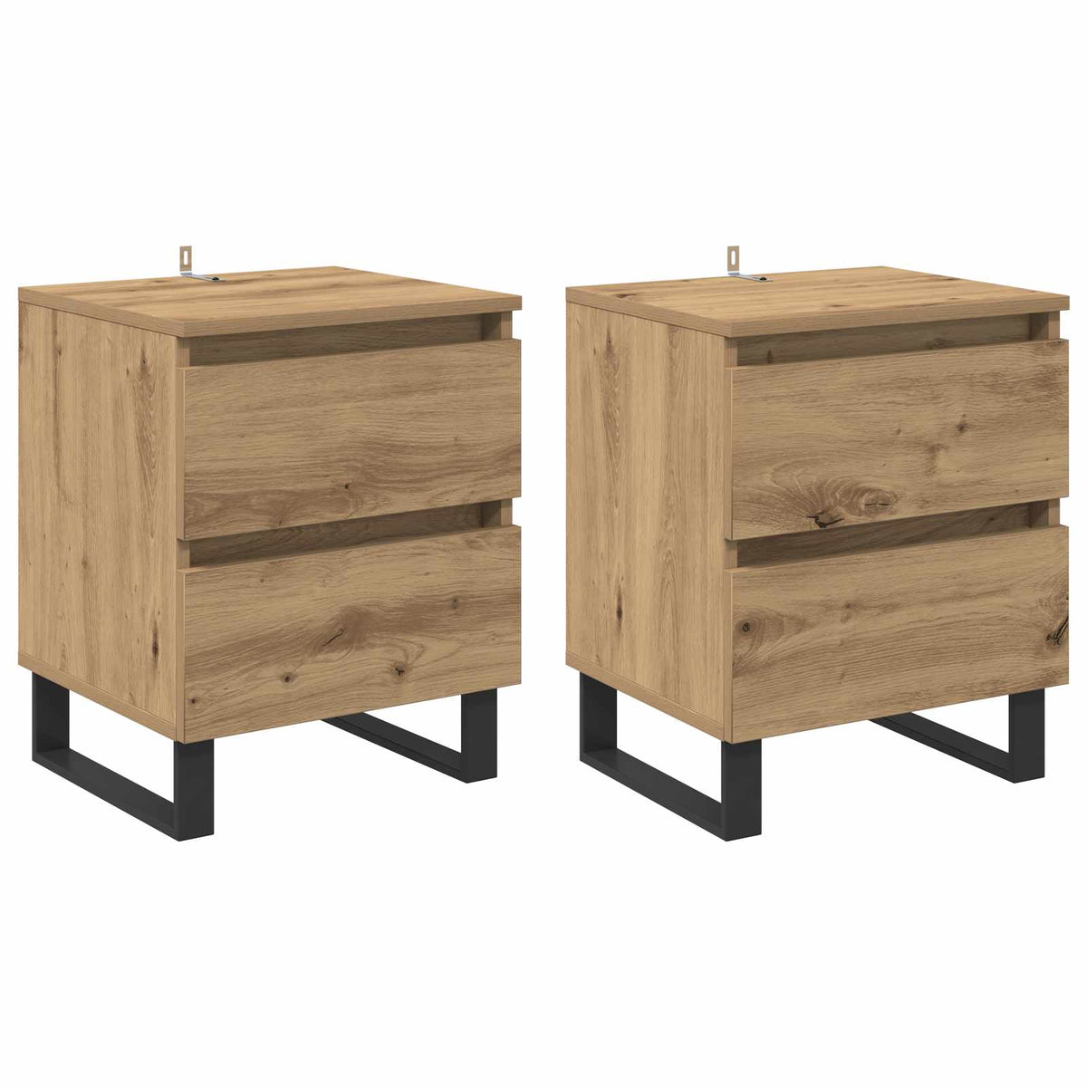 Armadio da Notte 2 pz Rovere artigianale 40 x 35 x 50 cm