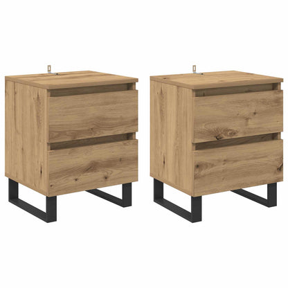 Armadio da Notte 2 pz Rovere artigianale 40 x 35 x 50 cm