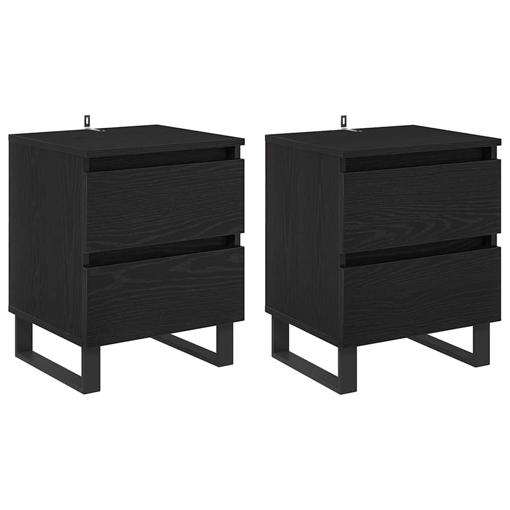 Armadio da Notte con cassetto 2 pcs Rovere nero 40 x 35 x 50 cm