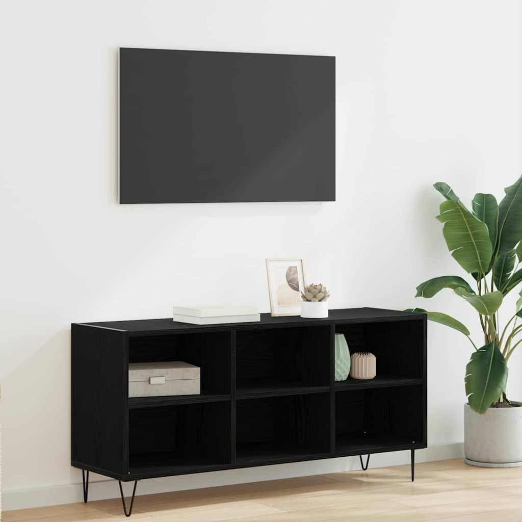 Mobile TV Rovere Nero 103,5 x 30 x 50 cm Legno multistrato