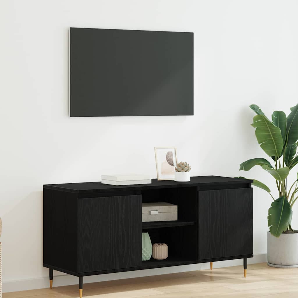 Mobile TV Rovere Nero 104 x 35 x 50 cm Legno multistrato