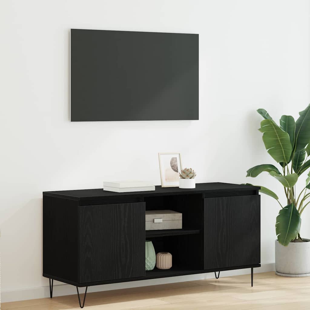 Mobile TV Rovere Nero 104 x 35 x 50 cm Legno multistrato