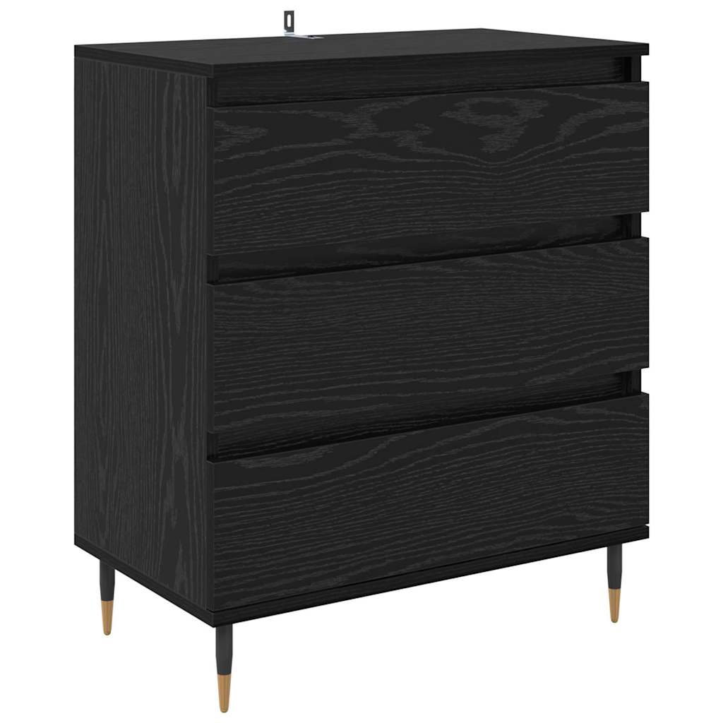 Credenza con cassetto Rovere Nero 60 x 35 x 70 cm Legno multistrato