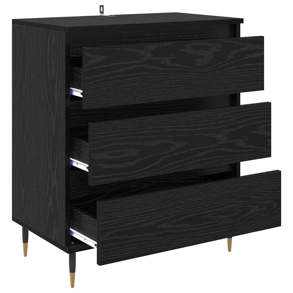 Credenza con cassetto Rovere Nero 60 x 35 x 70 cm Legno multistrato
