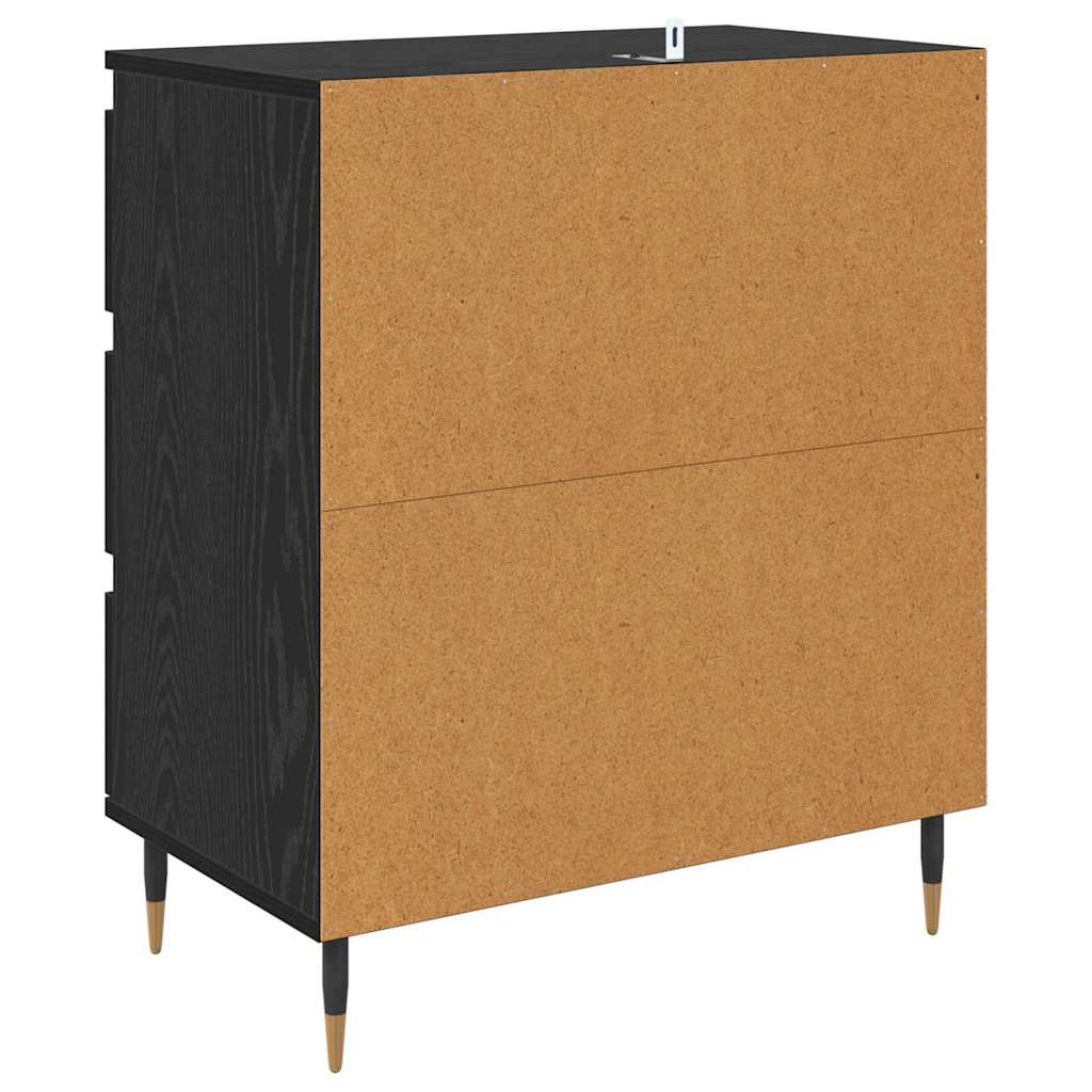 Credenza con cassetto Rovere Nero 60 x 35 x 70 cm Legno multistrato