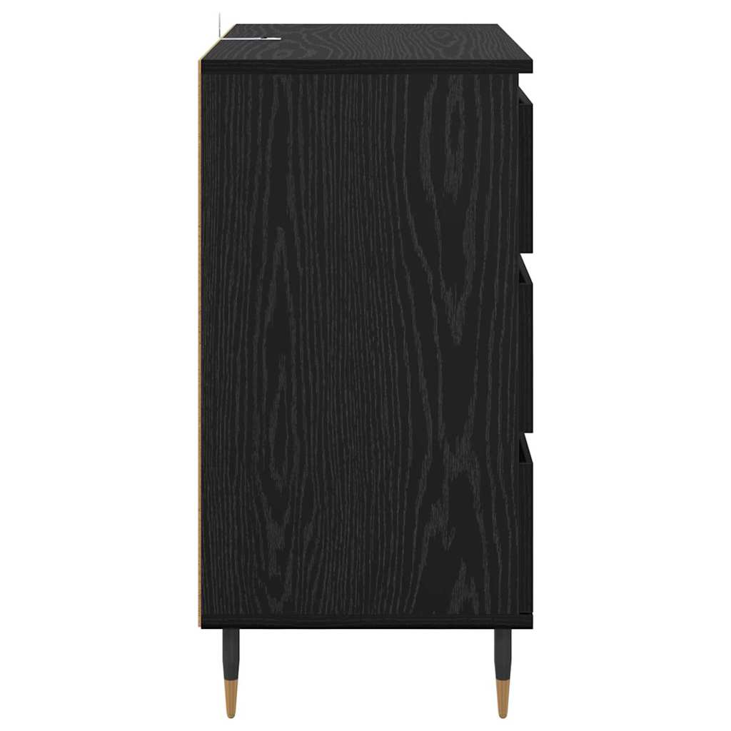 Credenza con cassetto Rovere Nero 60 x 35 x 70 cm Legno multistrato
