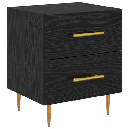 Armadio da Notte con cassetto Rovere Nero 40 x 35 x 47,5 cm | homemem39