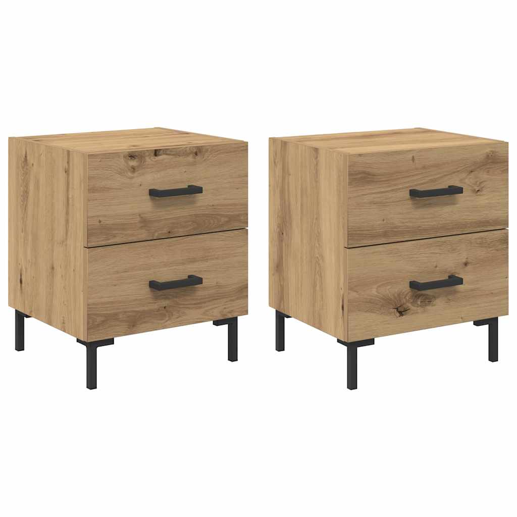 Armadio da Notte 2 pcs Rovere artigianale 40 x 35 x 47,5 cm