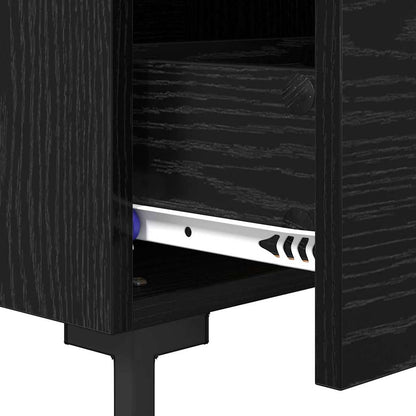 Armadio da Notte con cassetto Rovere Nero 40 x 35 x 47,5 cm | homemem39