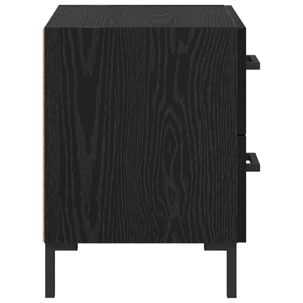 Armadio da Notte con cassetto Rovere Nero 40 x 35 x 47,5 cm | homemem39