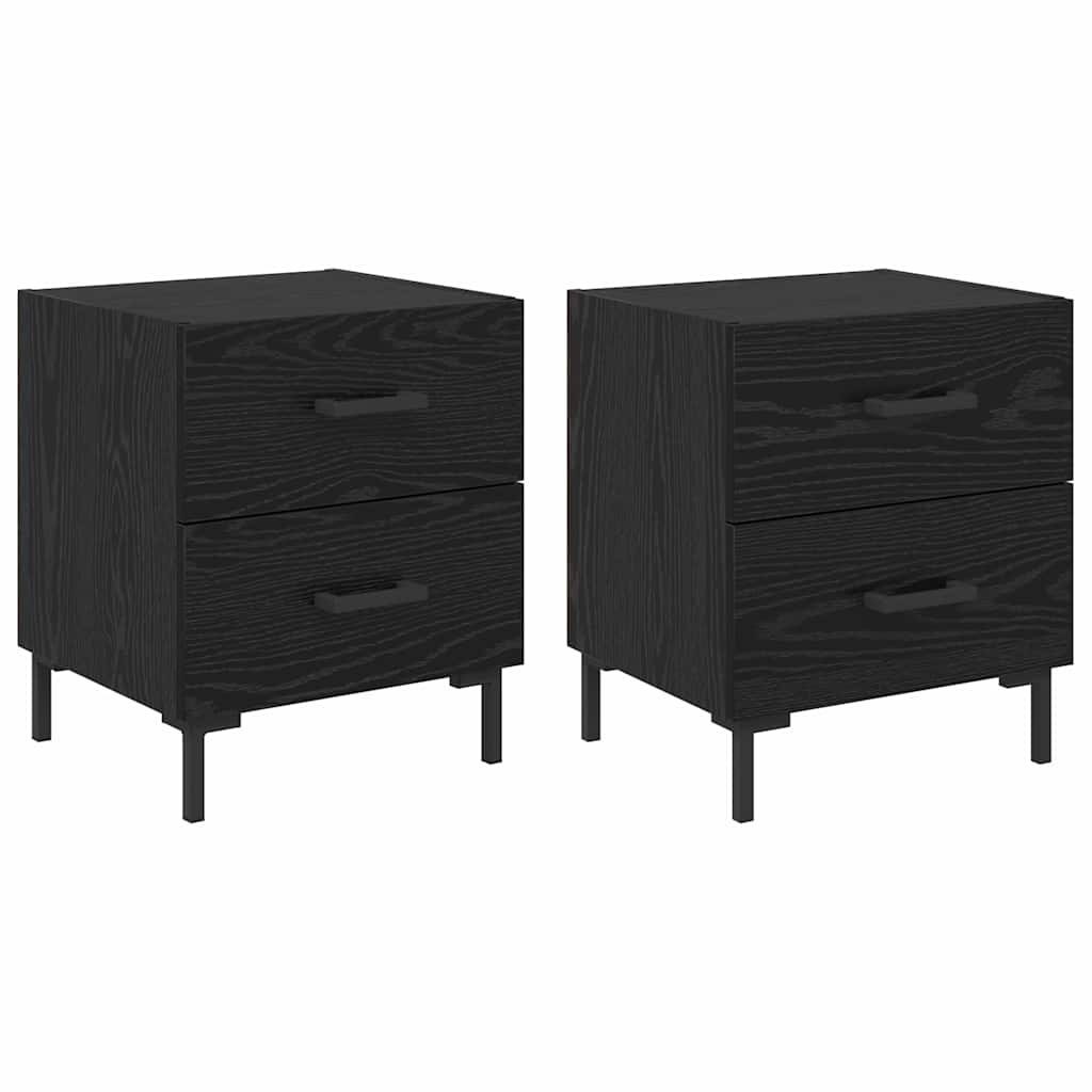 Armadio da Notte 2 pcs Rovere Nero 40 x 35 x 47,5 cm