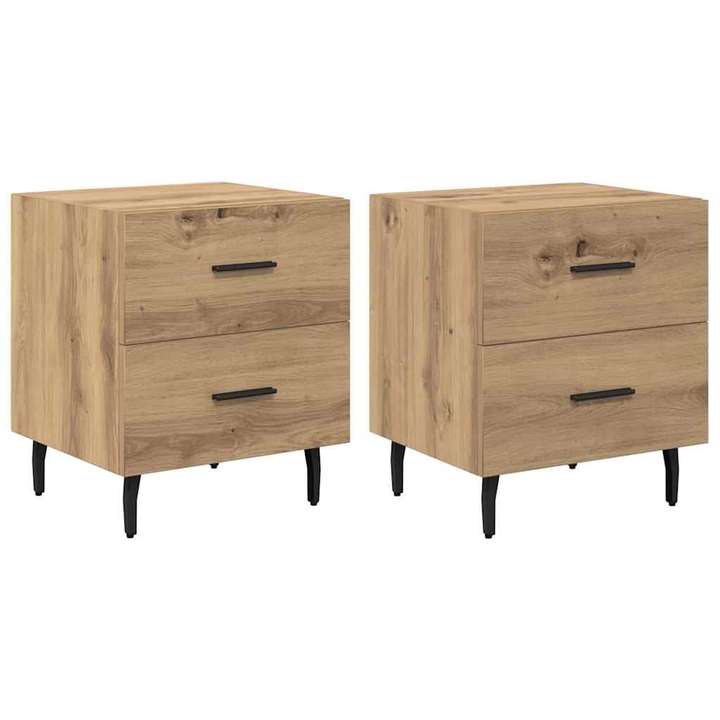 Armadio da Notte 2 pcs rovere artigianale 40 x 35 x 47,5 cm