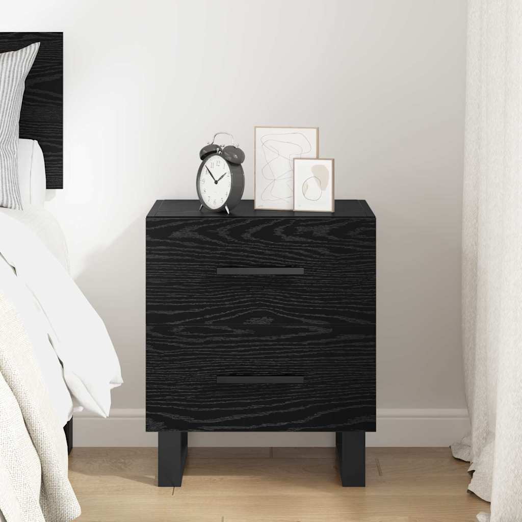 Armadio da Notte con cassetto Rovere nero 40 x 35 x 47,5 cm