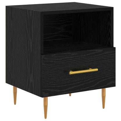 Comodino con cassetto Nero 40 x 35 x 47,5 cm Legno multistrato