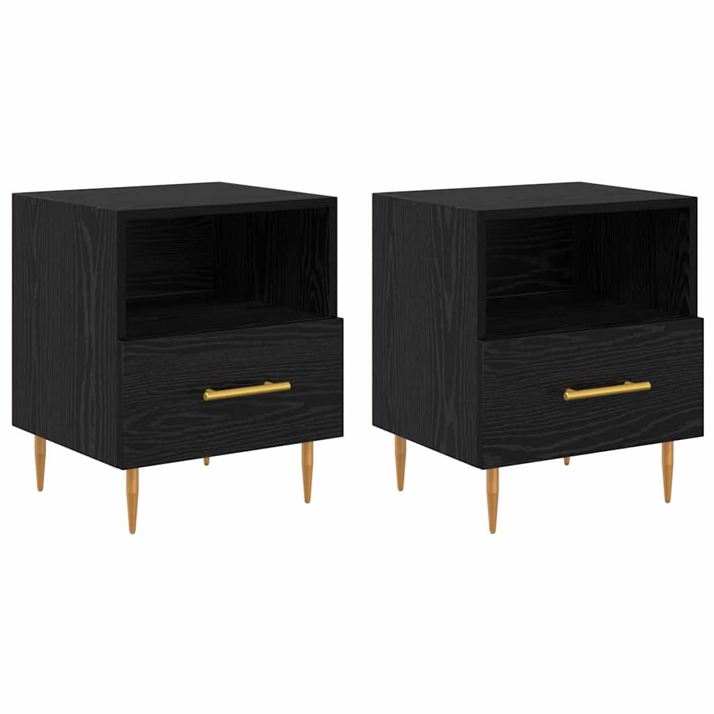 Comodino 2 pcs Nero 40 x 35 x 47,5 cm Legno multistrato