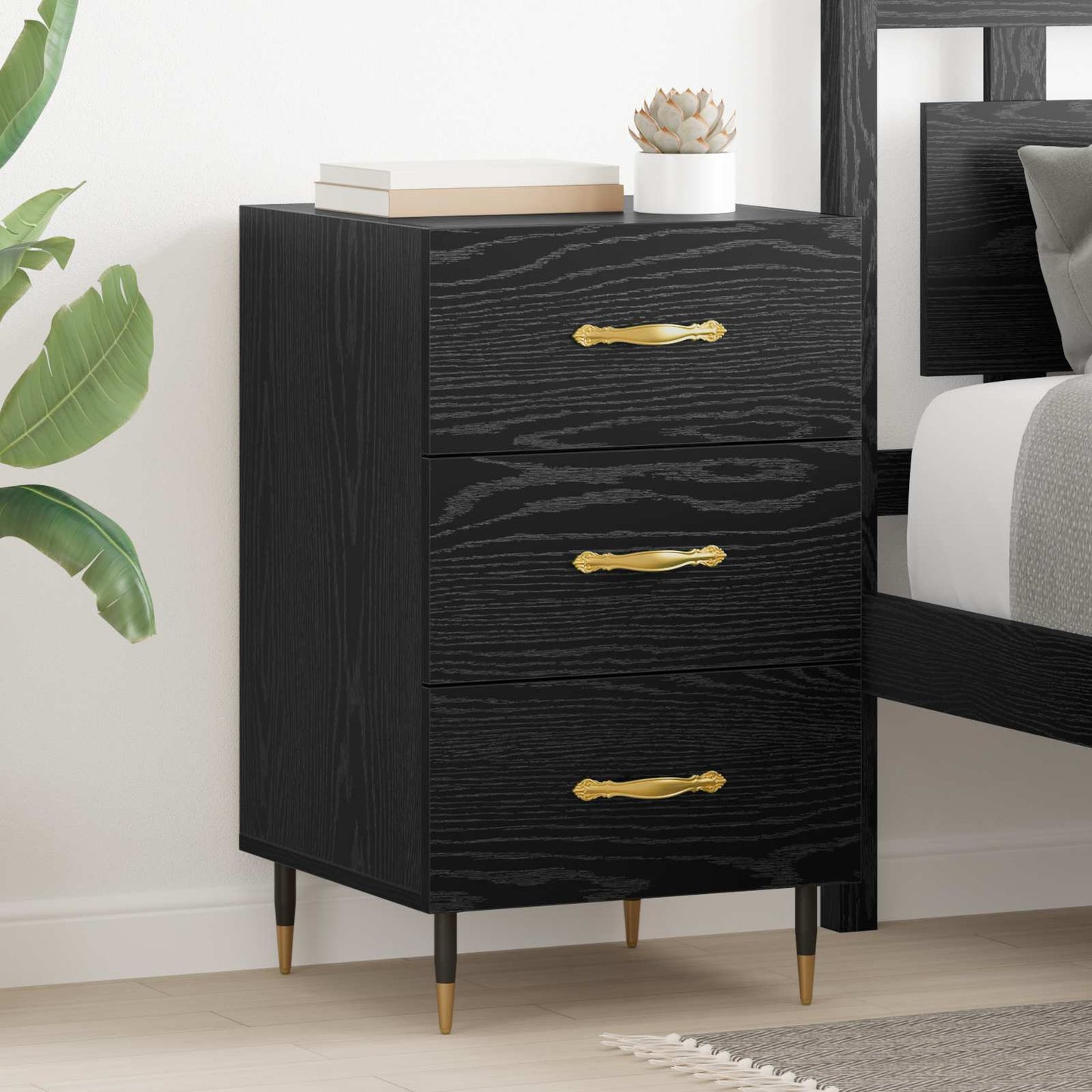 Armadio da Notte Rovere Nero 40 x 40 x 66 cm Legno multistrato | homemem39