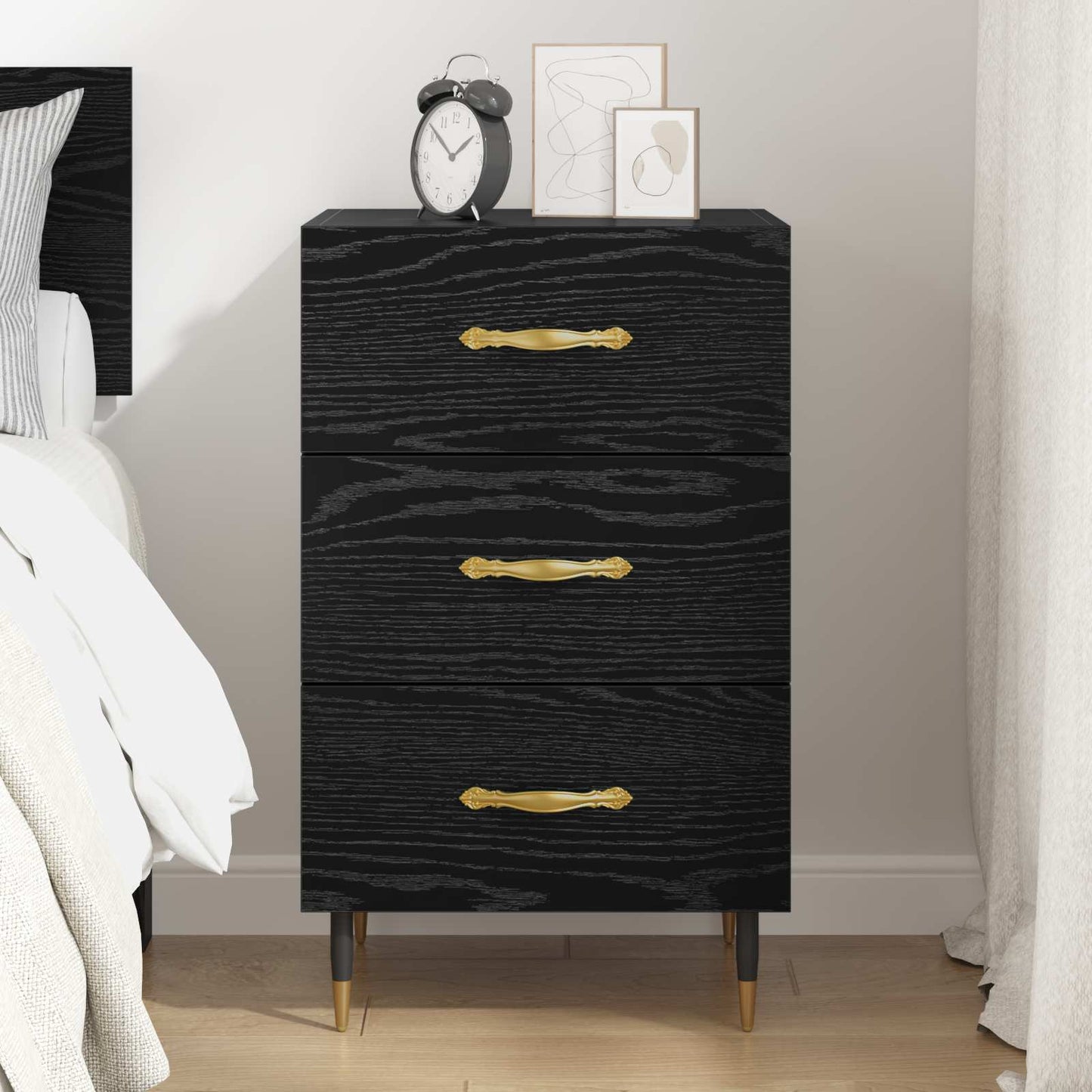 Armadio da Notte Rovere Nero 40 x 40 x 66 cm Legno multistrato | homemem39
