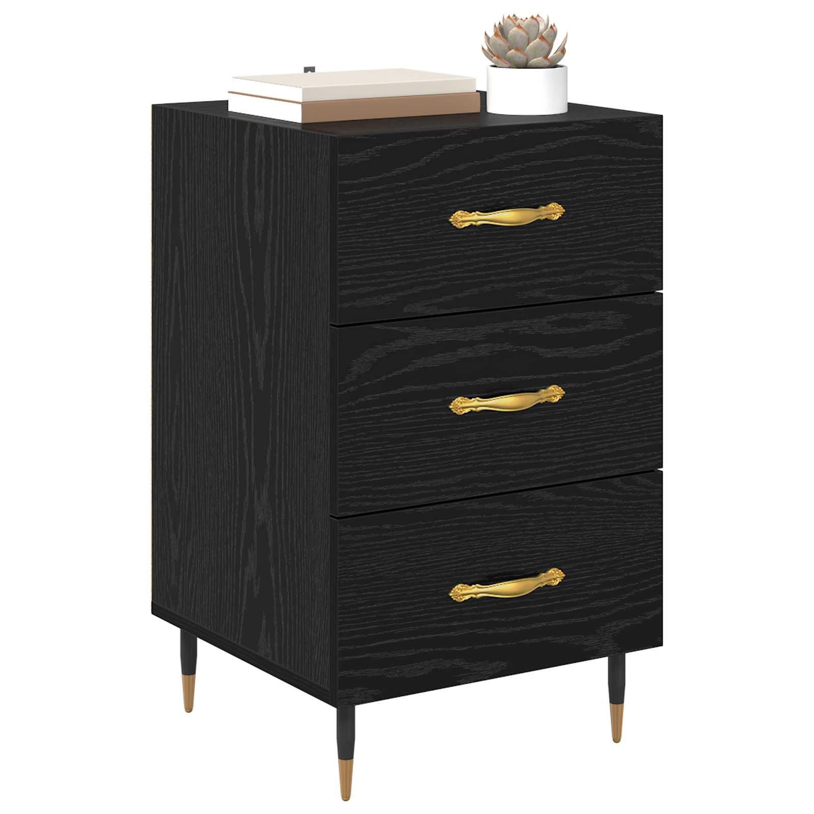 Armadio da Notte Rovere Nero 40 x 40 x 66 cm Legno multistrato | homemem39