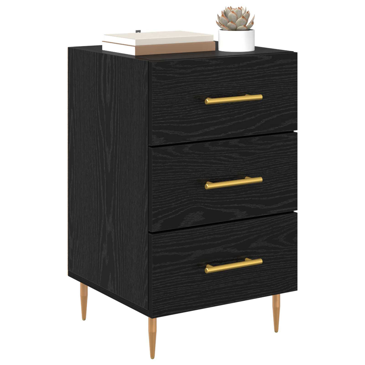 Armadio da Notte Rovere Nero 40 x 40 x 66 cm Legno multistrato | homemem39