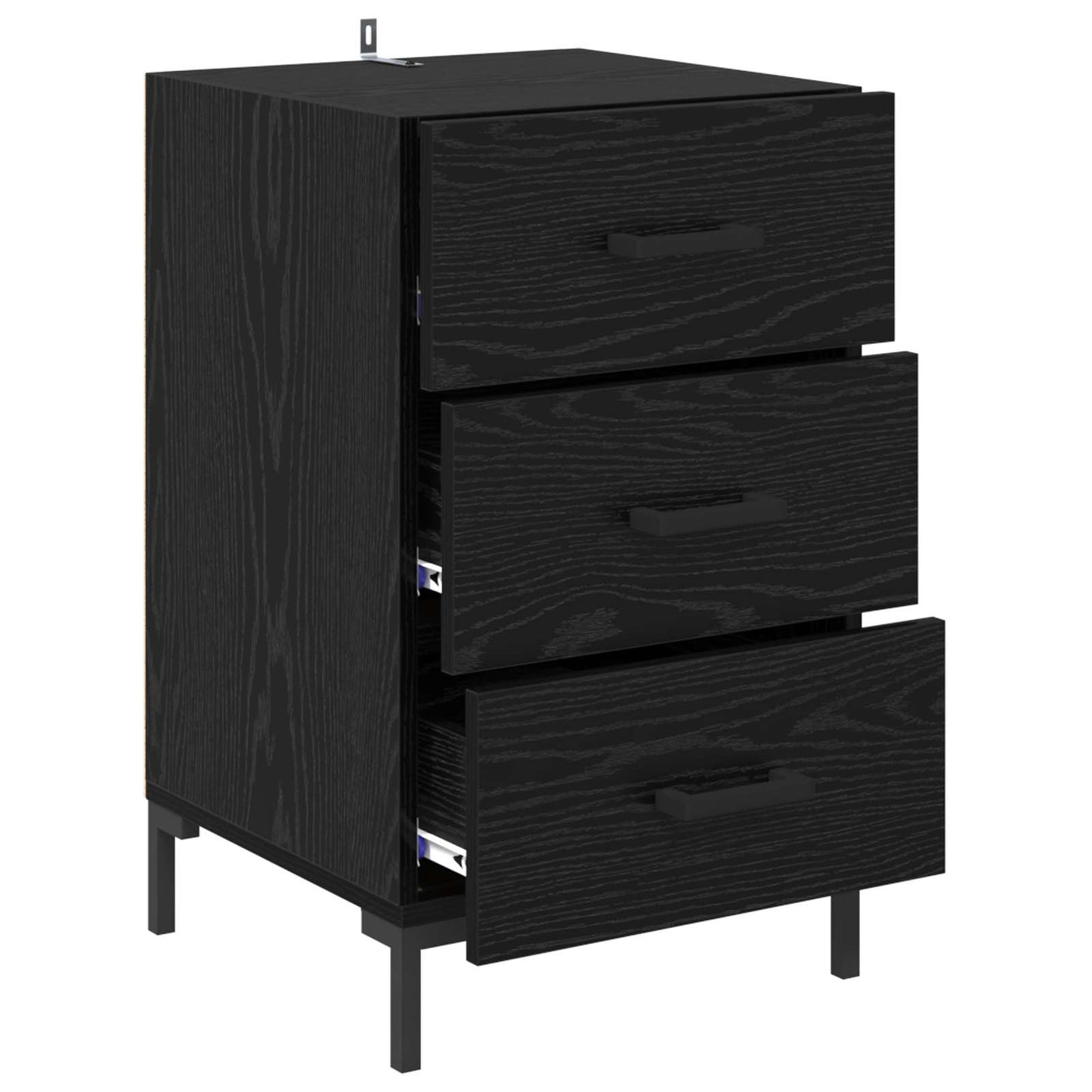 Armadio da Notte Rovere Nero 40 x 40 x 66 cm
