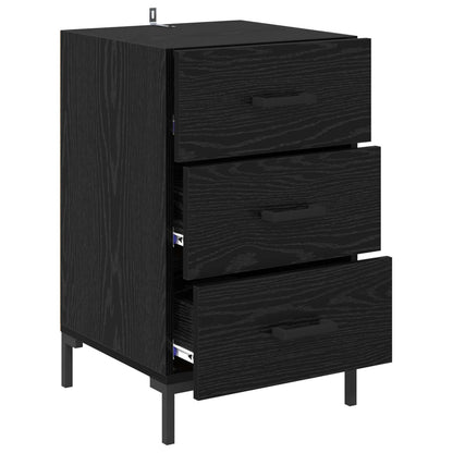 Armadio da Notte Rovere Nero 40 x 40 x 66 cm