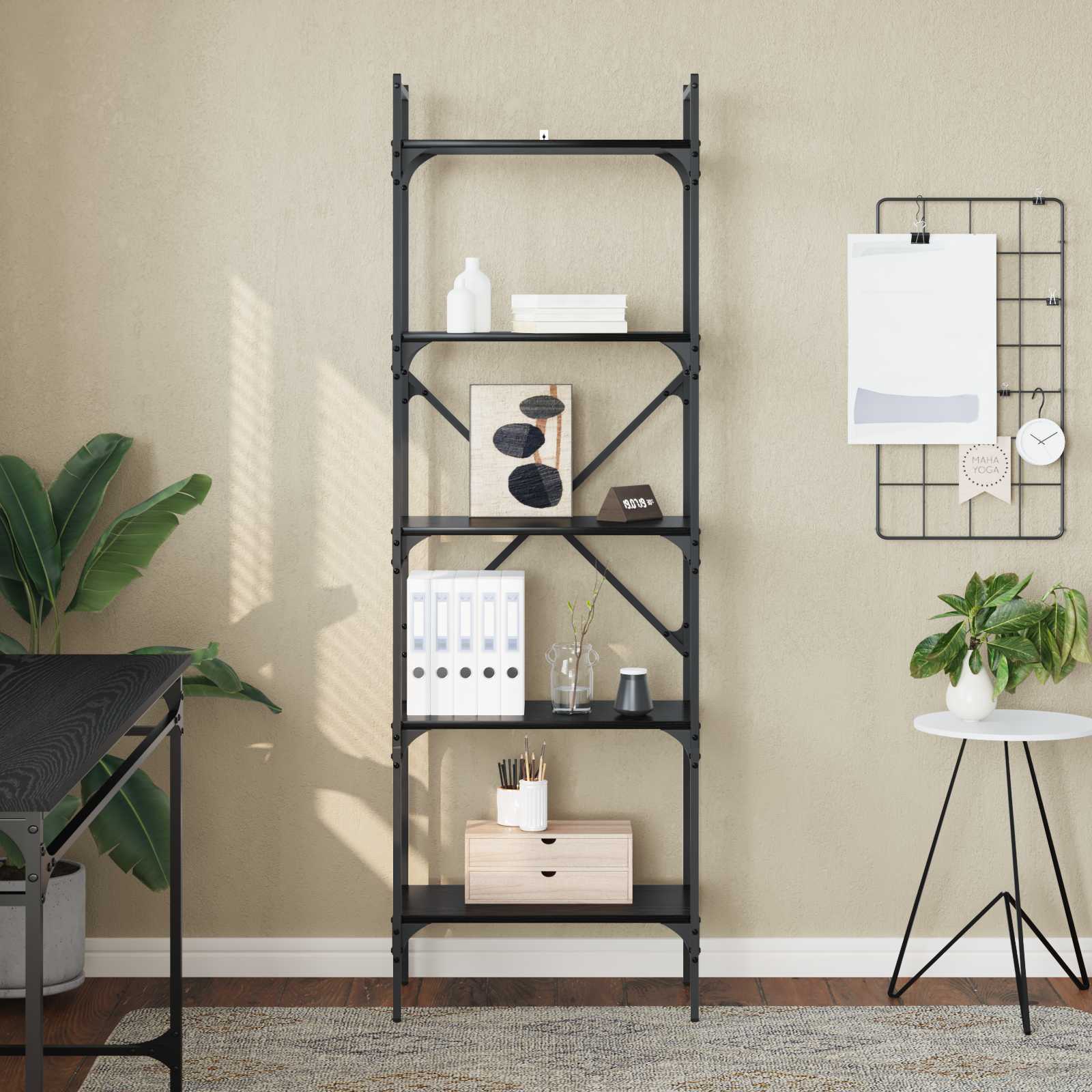 Libreria Rovere Nero 56 x 32 x 174 cm Legno multistrato | homemem39
