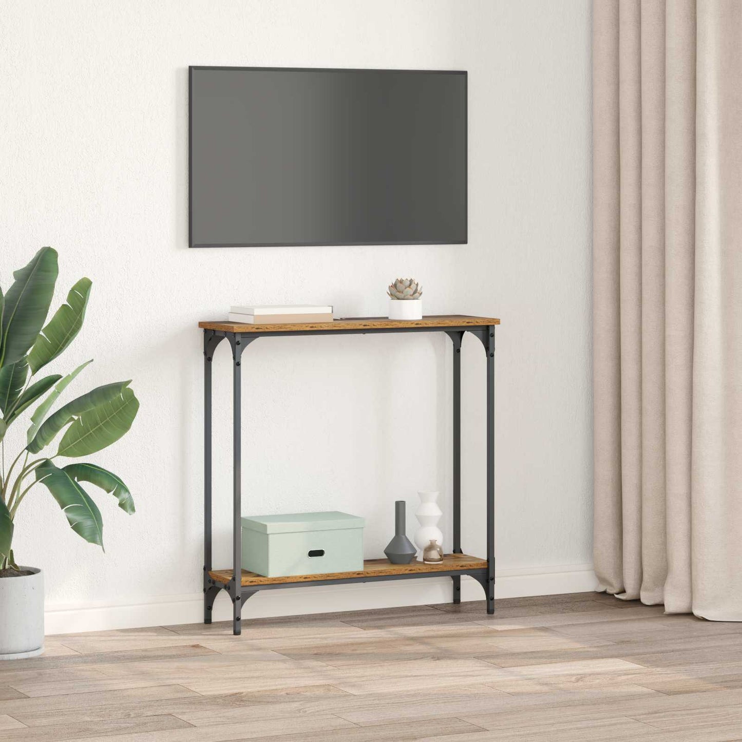 Tavolo consolle con lo scaffale Legno vecchio 75 x 22,5 x 75 cm | homemem39