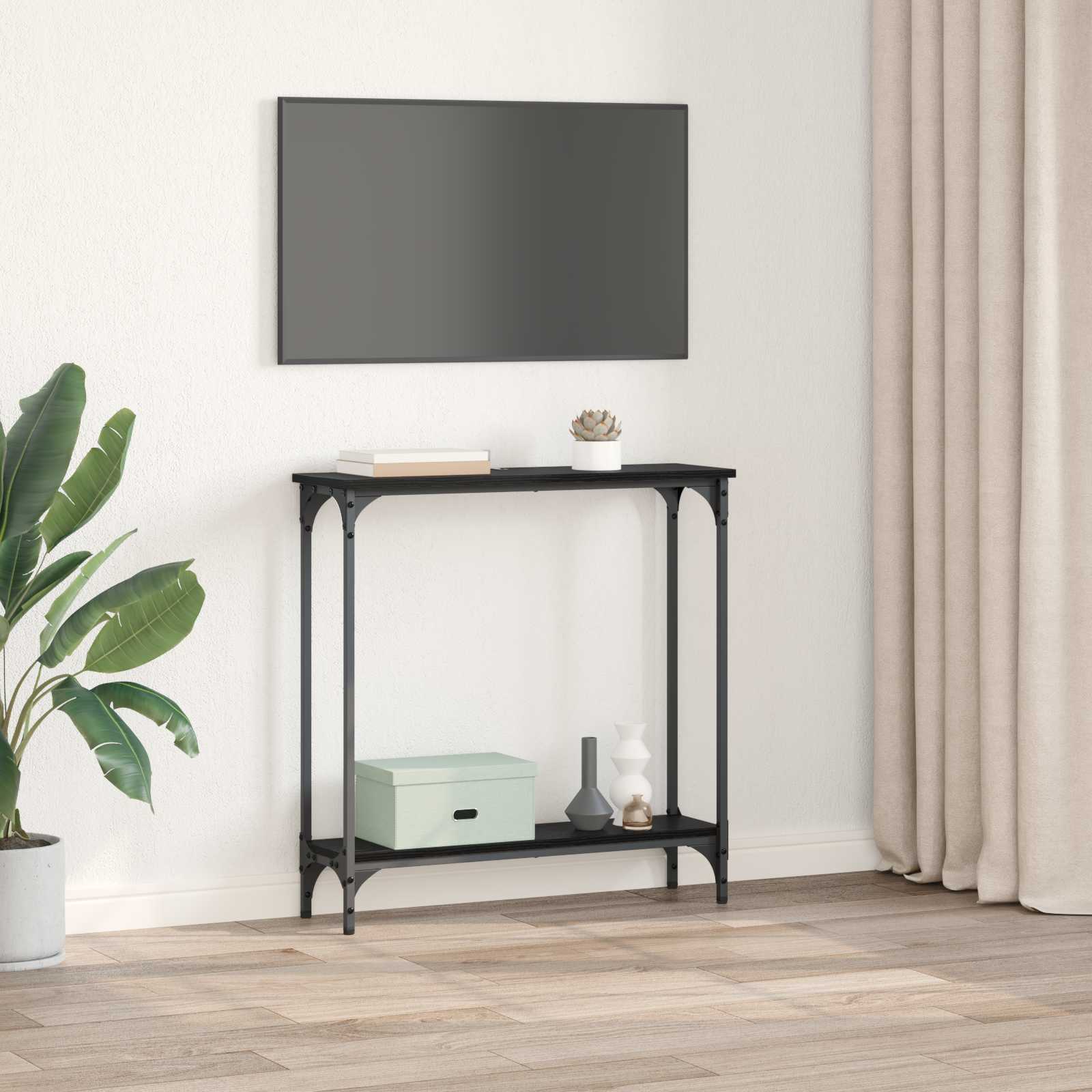 Tavolo consolle Rovere Nero 75 x 22,5 x 75 cm Legno multistrato | homemem39
