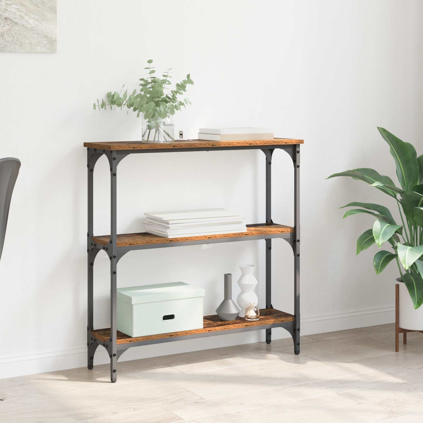 Tavolo consolle con lo scaffale Legno vecchio 75 x 22,5 x 75 cm | homemem39