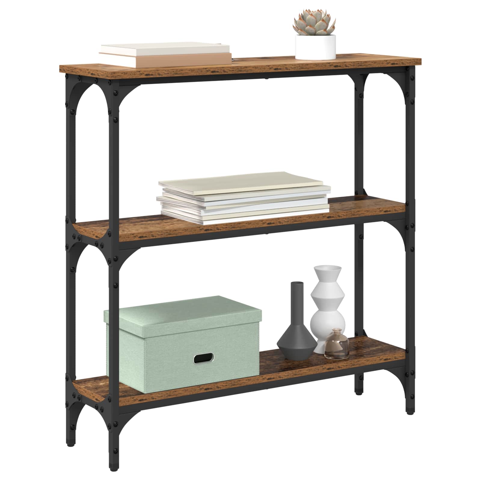 Tavolo consolle con lo scaffale Legno vecchio 75 x 22,5 x 75 cm | homemem39