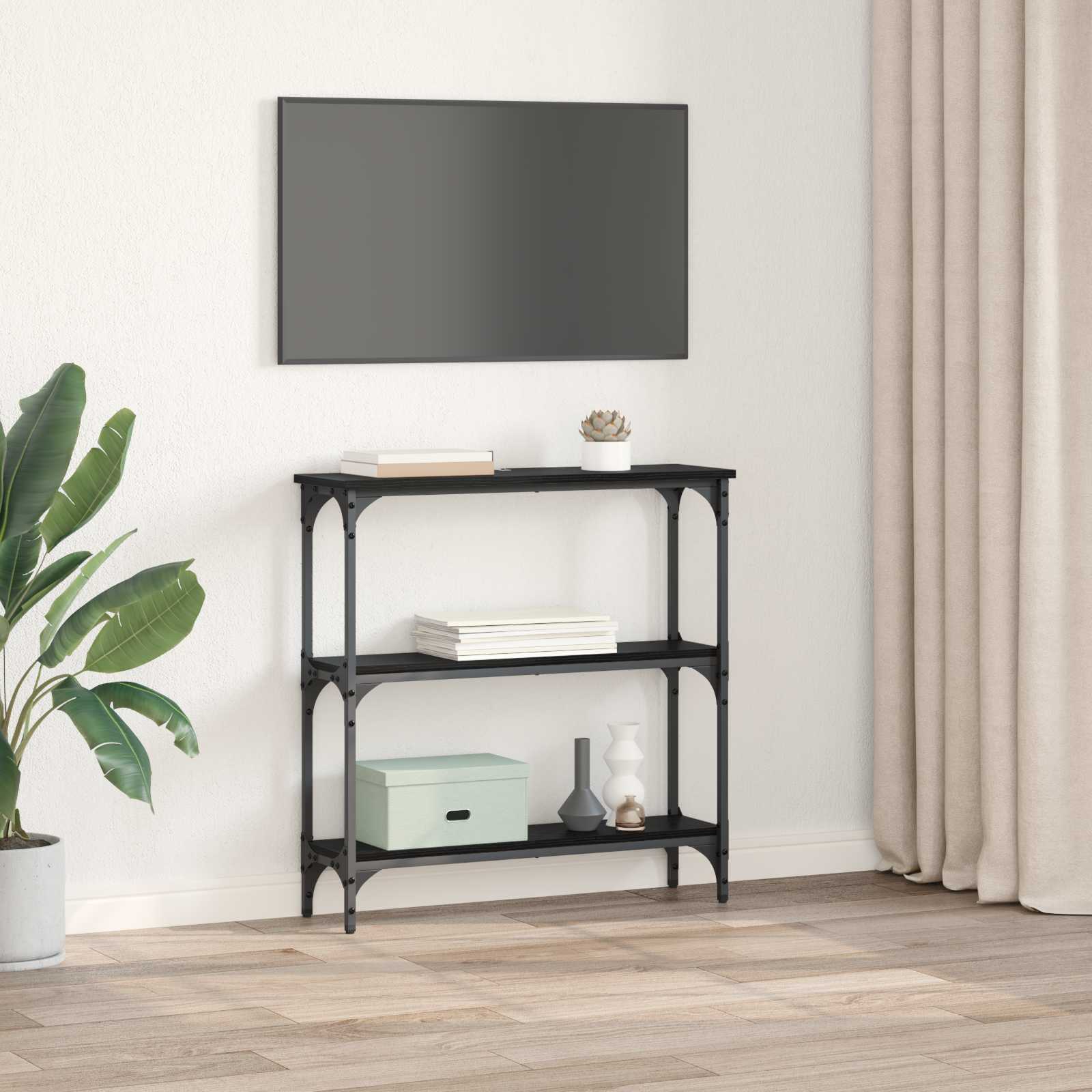 Tavolo consolle Rovere Nero 75 x 22,5 x 75 cm Legno multistrato | homemem39