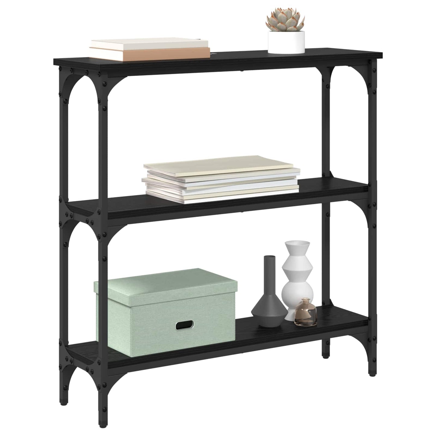 Tavolo consolle Rovere Nero 75 x 22,5 x 75 cm Legno multistrato | homemem39