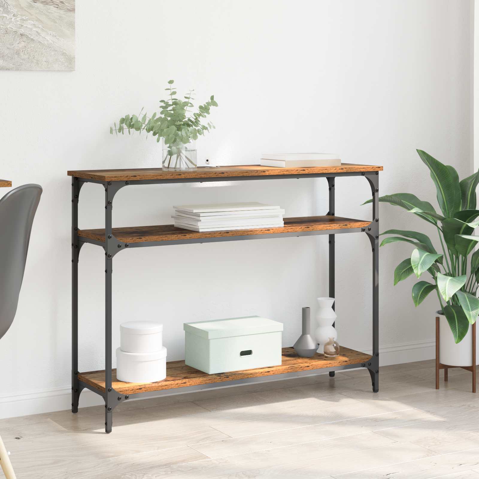 Tavolo consolle con lo scaffale Legno vecchio 100 x 29 x 75 cm | homemem39