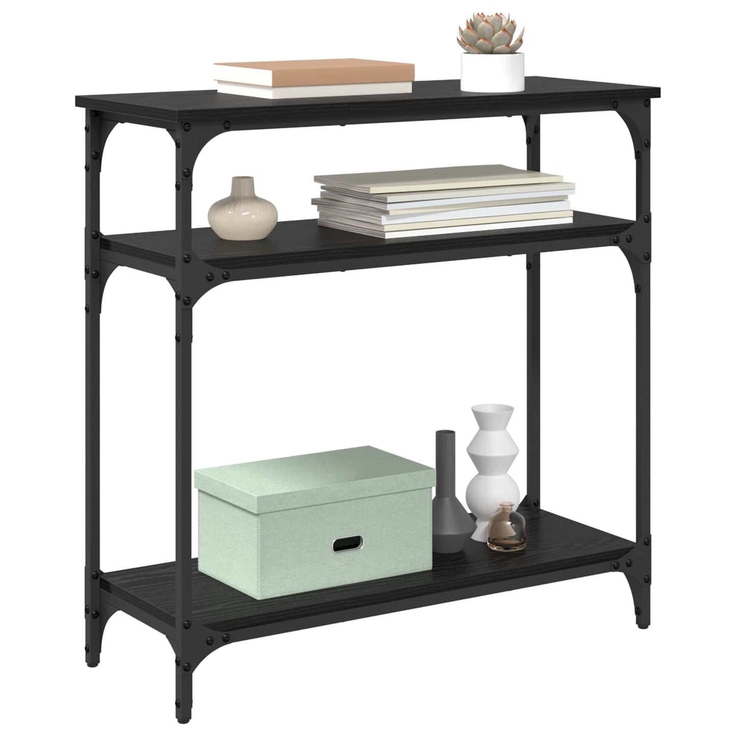 Tavolo consolle Rovere Nero 75 x 29 x 75 cm Legno multistrato | homemem39