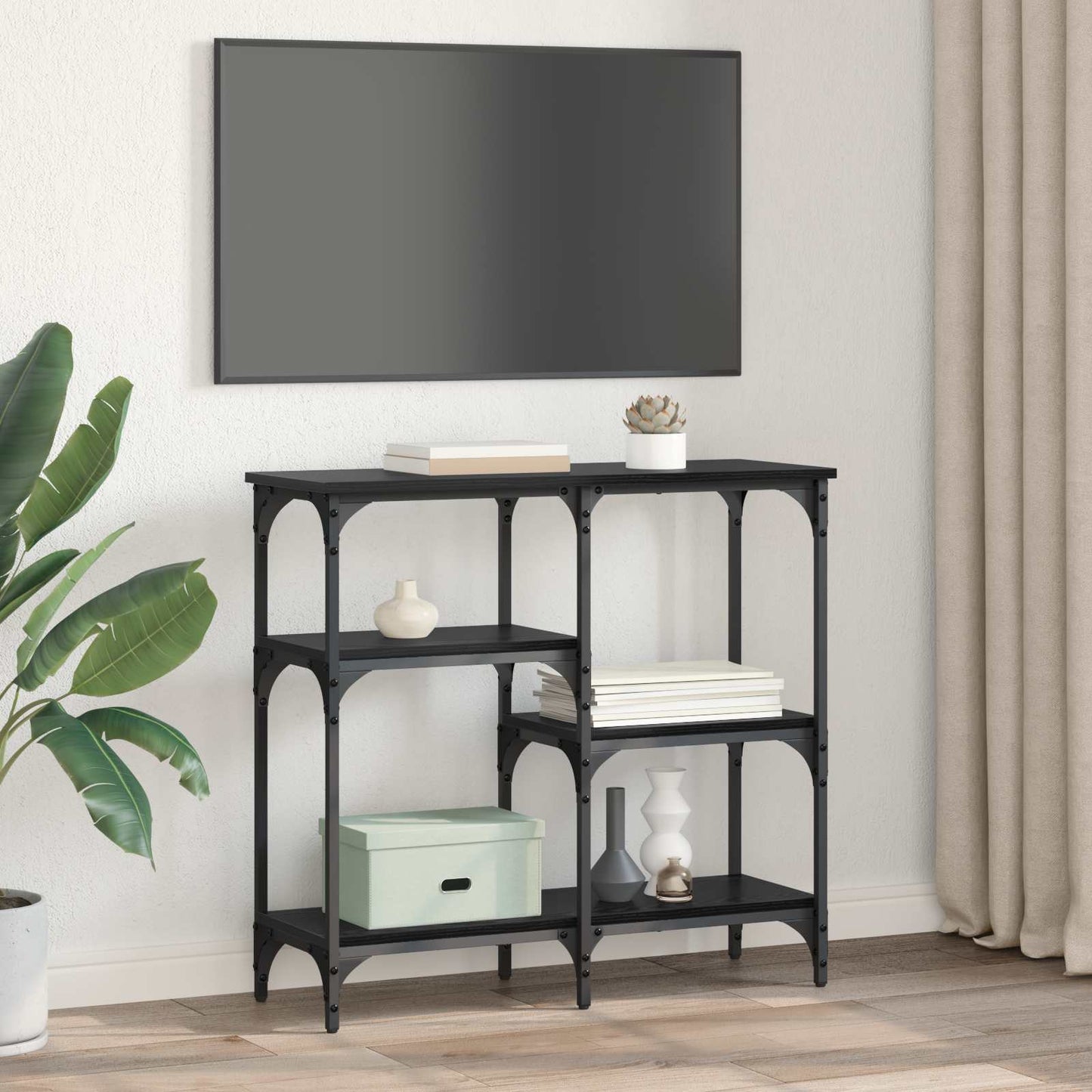 Tavolo consolle Rovere Nero 80 x 29 x 75 cm Legno multistrato | homemem39